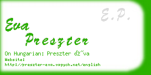 eva preszter business card